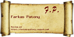 Farkas Patony névjegykártya